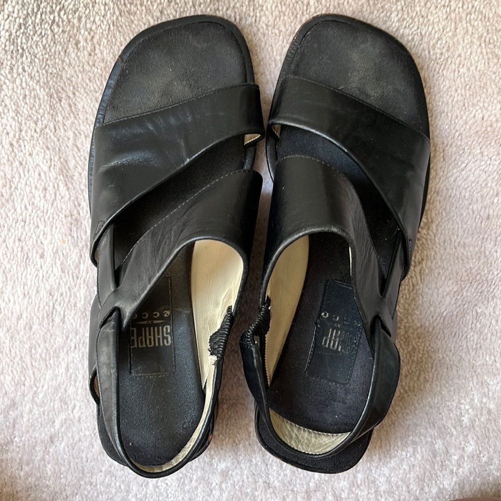 Ecco black leather sandals size 37
